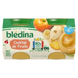 BLÉDINA Compote bébé dès 6 mois cocktail de fruits 4x130g