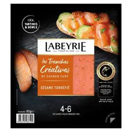 LABEYRIE Saumon Atlantique Fumé au Bois de Hêrte Sésame Torréfié 80g