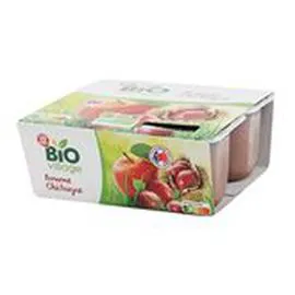 MARQUE REPÈRE, BIO VILLAGE Dessert fruitier Bio Pomme châtaigne 4x100g