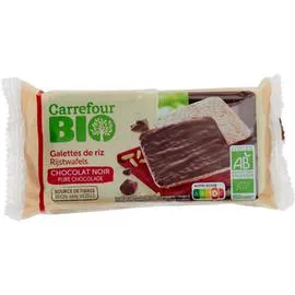 CARREFOUR BIO Galettes de riz bio nappées chocolat noir 100g