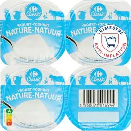 CARREFOUR CLASSIC' Yaourt nature 4x125g
