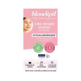 BLONDÉPIL Bande De Cire Froide Visage Hypoallergénique x20