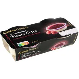 CASINO DÉLICES Panna cotta - Coulis de framboise - 2 pots 2x120g