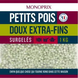 MONOPRIX Petits Pois Doux extra-fins, surgelés 1kg