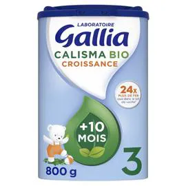 GALLIA Lait bébé en poudre de croissance 3ème âge dès 10 mois Calisma Croissance Bio 800g