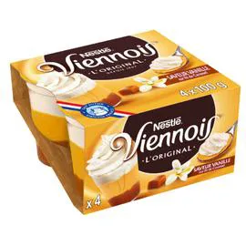 NESTLÉ, LE VIENNOIS Liégeois vanille sur lit de caramel 4x100g
