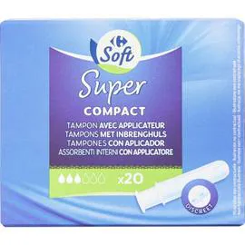 CARREFOUR SOFT Tampons Super Compact avec applicateur x20