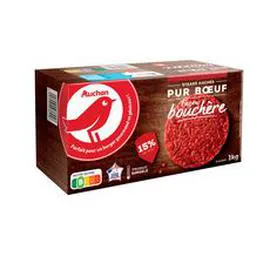 AUCHAN Steaks hachés façon bouchère 15% MG 1kg