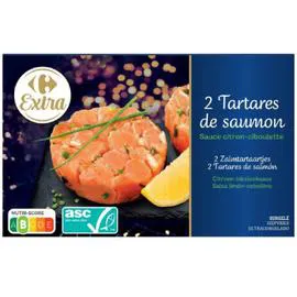CARREFOUR EXTRA Tartares de saumon sauce citron-ciboulette 2x70g