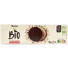 AUCHAN BIO Biscuits nappés de chocolat noir sachets fraîcheur 200g