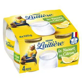 NESTLÉ, LA LAITIÈRE Yaourt au lait entier citron arôme naturel 4x125g