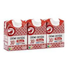 AUCHAN Crème fluide entière 30% MG UHT 3x20cl
