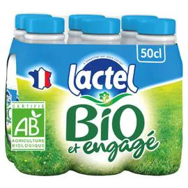 LACTEL Lait Bio Demi-Ecrémé UHT 6x50cl