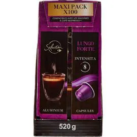 CARREFOUR, SELECTION Café capsules Lungo Forte SELECTION 520g