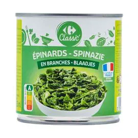 CARREFOUR CLASSIC' Epinards en branches 380g