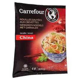 CARREFOUR Plat cuisiné nouilles sautées aux crevettes 900g