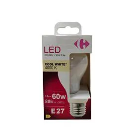 CARREFOUR Ampoule LED E27 Standard Blanc-froid 60W X1 l'unité