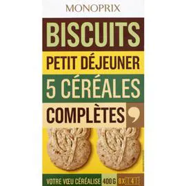 MONOPRIX Biscuits aux 5 céréales complètes 400g