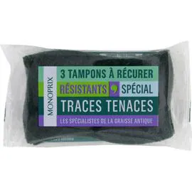 MONOPRIX Tampons à récurer résistants, spécial traces tenaces x3
