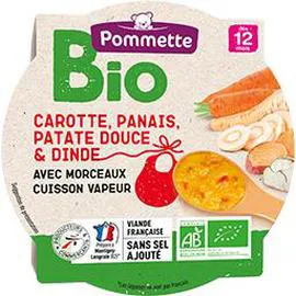 POMMETTE BIO Carotte panais patate douce et dinde bio, dès 12 mois 230g