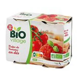 MARQUE REPÈRE, BIO VILLAGE Pulpe de tomates 2x400g