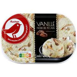 AUCHAN Glace à la vanille et aux noix de pécan sauce caramel 490g