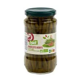 AUCHAN BIO Haricots verts extras fins cueillis et rangés main en bocal 180g