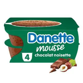DANONE, DANETTE Mousse chocolat noisette 4x60g
