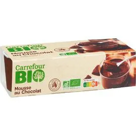 CARREFOUR BIO Mousse au chocolat bio 2x70g