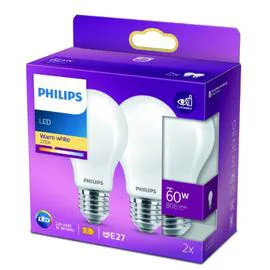 PHILIPS Ampoule LED E27 Standard Blanc-chaud 60W x2 x2