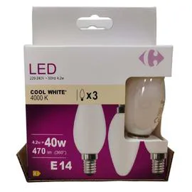 CARREFOUR Ampoule LED Fil flamme - 40W - E14 x3