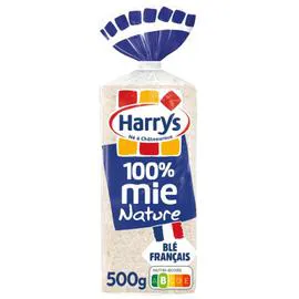 HARRYS Pain de mie 100% mie nature sans croûte 500g