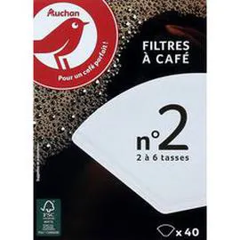 AUCHAN Filtres à café n°2 pour cafetière 2-4 tasses x40
