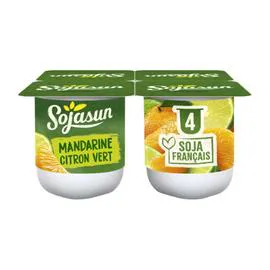 SOJASUN Dessert végétal soja mandarine citron vert 4x100g