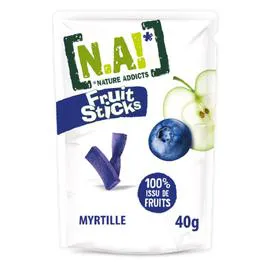 N.A!, NATURE ADDICTS Biscuits apéritif fruit sticks myrtille 40g
