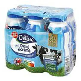 MARQUE REPÈRE, DÉLISSE Lait demi-écrémé Bouteilles 6x25cl