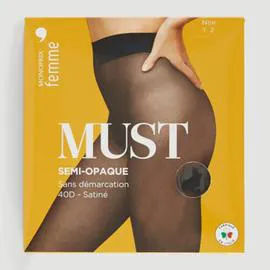 MONOPRIX FEMME Monoprix Collants semi-opaque noir satiné taille 1 l'unité