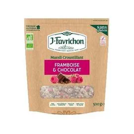 FAVRICHON Muesli Croustillant Sans Gluten Framboise Chocolat l'unité
