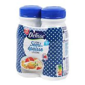 MARQUE REPÈRE, DÉLISSE Crème semi-épaisse légère UHT 18% MG 2x25cl