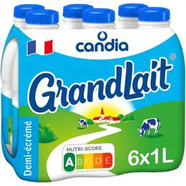 CANDIA Lait Demi-Ecreme Grandlait 6x1l