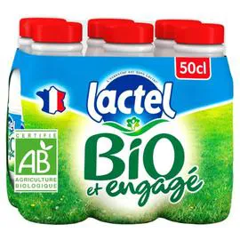 LACTEL Lait Bio Entier UHT 6x50cl