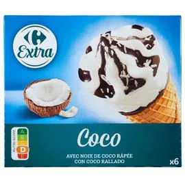 CARREFOUR Glace Cône coco 411g