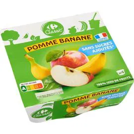 CARREFOUR CLASSIC' Compote pomme banane sans sucres ajoutés 4x100g