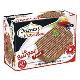 ORIENTAL VIANDES Burger de boeuf épicé 20% MG Halal 750g