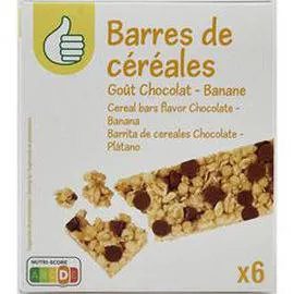 AUCHAN, POUCE Barres de céréales goût chocolat banane 126g