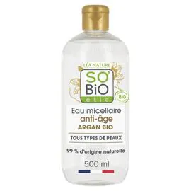 LÉA NATURE, SO'BIO ÉTIC Eau Micellaire Anti-Âge à l'Argan et Acide Hyaluronique Bio 500ml