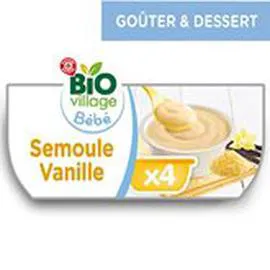 MARQUE REPÈRE, BIO VILLAGE Dessert semoule 4x100g