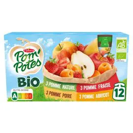 MATERNE, POM'POTES Compote Bio Multi variétés sans sucres ajoutés 12x90g