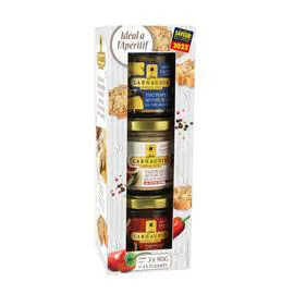 JEAN LARNAUDIE Tartinable foie de canard 20% foie gras nature/poivre/piment 3x90g