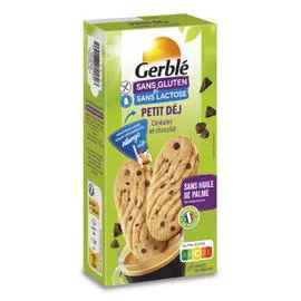 GERBLÉ Biscuits céréales pépites chocolat, sans gluten & lactose 4x50g